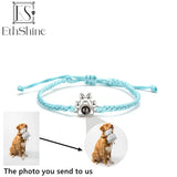 Personalized Photo Projection Bracelet with Dog Paw Pendant