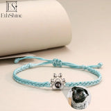 Personalized Photo Projection Bracelet with Dog Paw Pendant