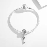 925 Silver Key of Heart Lock CZ Charms for Bracelets & Necklaces