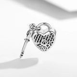 925 Silver Key of Heart Lock CZ Charms for Bracelets & Necklaces
