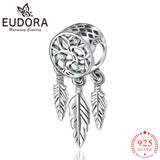 925 Silver Tree of Life Dream Catcher Charm Beads for DIY Jewelry
