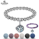 12mm Tree of Life Beaded Bracelet Volcanic Stone Aroma Diffuser Bracelet