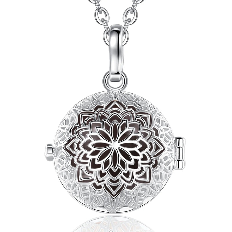 18mm Harmony Ball Flower Cage Pendant Necklace for Girlfriend