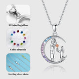 Eudora 925 Silver Mother-Daughter Flower Pendant Necklace
