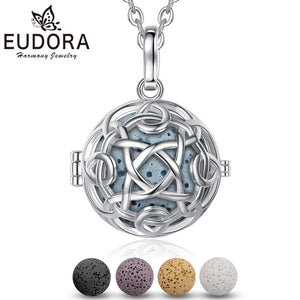 20mm Volcanic Stone Aromatherapy Necklace Celtic Knot Round Pendant Jewelry