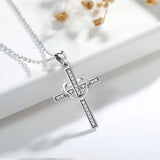Eudora 925 Silver Lady Pendant Necklace Jewelry Crystal Cross Necklace