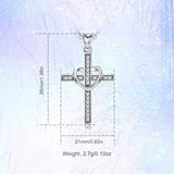 Eudora 925 Silver Lady Pendant Necklace Jewelry Crystal Cross Necklace