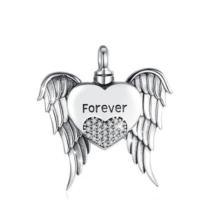 925 Silver Heart Wing Pendant Keepsake Heart CZ Locket Necklace