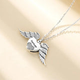 925 Silver Heart Wing Pendant Keepsake Heart CZ Locket Necklace