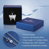 925 Silver Heart Wing Pendant Keepsake Heart CZ Locket Necklace