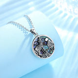 925 Silver Abalone Shell Wolf Pendant Necklace Colorful Jewelry