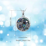 925 Silver Abalone Shell Wolf Pendant Necklace Colorful Jewelry