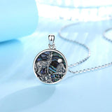 925 Silver Abalone Shell Wolf Pendant Necklace Colorful Jewelry