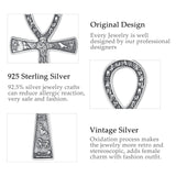 925 Silver Egyptian Ankh Cross Necklace Biker Pendant