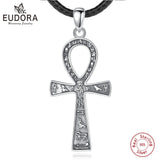 925 Silver Egyptian Ankh Cross Necklace Biker Pendant