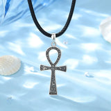 925 Silver Egyptian Ankh Cross Necklace Biker Pendant