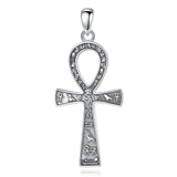 925 Silver Egyptian Ankh Cross Necklace Biker Pendant