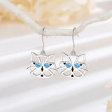 925 Silver Cat Drop Earrings for Women Fine Jewelry Gift
