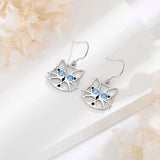 925 Silver Cat Drop Earrings for Women Fine Jewelry Gift