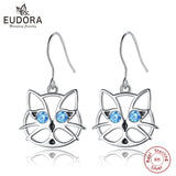 925 Silver Cat Drop Earrings for Women Fine Jewelry Gift