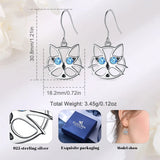 925 Silver Cat Drop Earrings for Women Fine Jewelry Gift