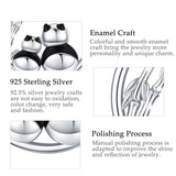 925 Sterling Silver Bamboo and Giant Panda Round Pendant Jewelry Women