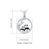 925 Sterling Silver Bamboo and Giant Panda Round Pendant Jewelry Women