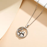 925 Sterling Silver Bamboo and Giant Panda Round Pendant Jewelry Women