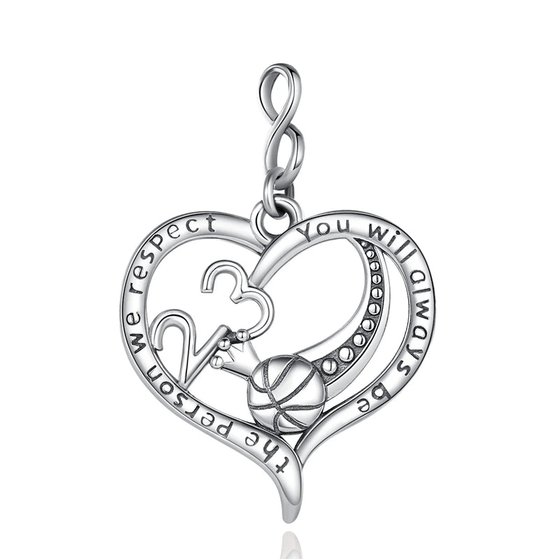 Eudora Basketball Necklace Number 23 Jersey Heart Pendant Sports Jewelry