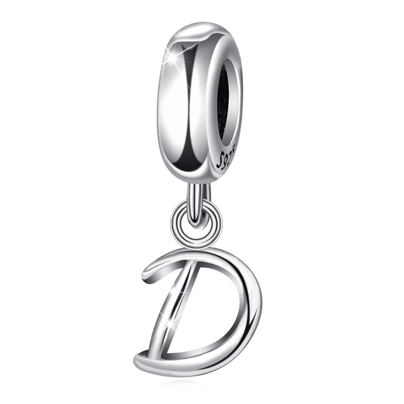Eudora 925 Silver Beads A-Z Alphabet Charms Jewelry DIY Bracelets