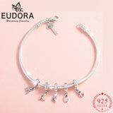 Eudora 925 Silver Beads A-Z Alphabet Charms Jewelry DIY Bracelets