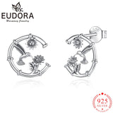 Eudora 925 Silver Bird Stud Earrings Sunflower Hypoallergenic Ladies Jewelry
