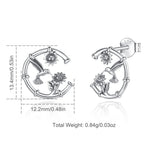 Eudora 925 Silver Bird Stud Earrings Sunflower Hypoallergenic Ladies Jewelry