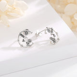 Eudora 925 Silver Bird Stud Earrings Sunflower Hypoallergenic Ladies Jewelry