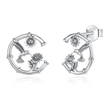Eudora 925 Silver Bird Stud Earrings Sunflower Hypoallergenic Ladies Jewelry
