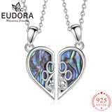 Eudora 925 Silver Cat Dog Necklace Set with Abalone Shell