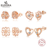 925 Sterling Silver Celtic Knot Stud Earrings CZ Irish Knot Fine Jewelry