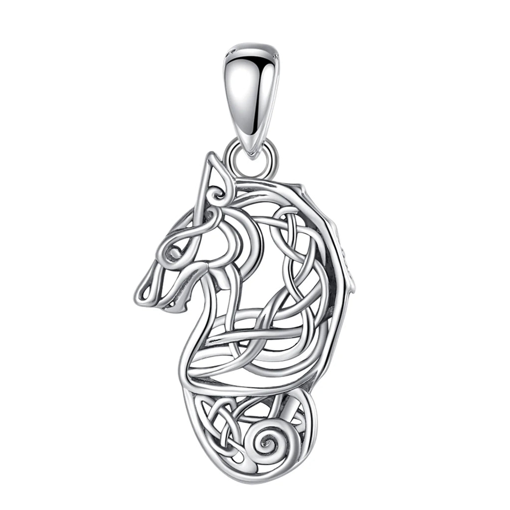 Eudora Celtic Wolf Necklace 925 Sterling Silver Vintage Pendant