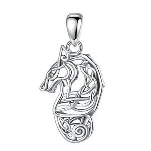 Eudora Celtic Wolf Necklace 925 Sterling Silver Vintage Pendant