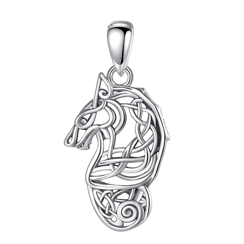 Eudora Celtic Wolf Necklace 925 Sterling Silver Vintage Pendant