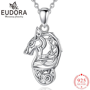 Eudora Celtic Wolf Necklace 925 Sterling Silver Vintage Pendant