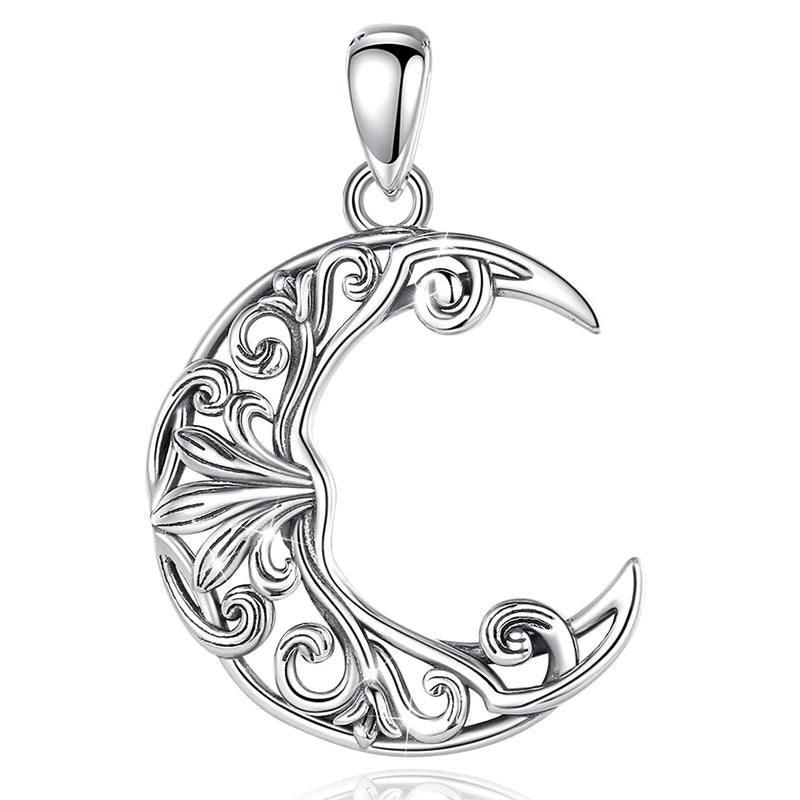 Eudora Silver Moon Filigree Necklace Vintage Lucky Pendant
