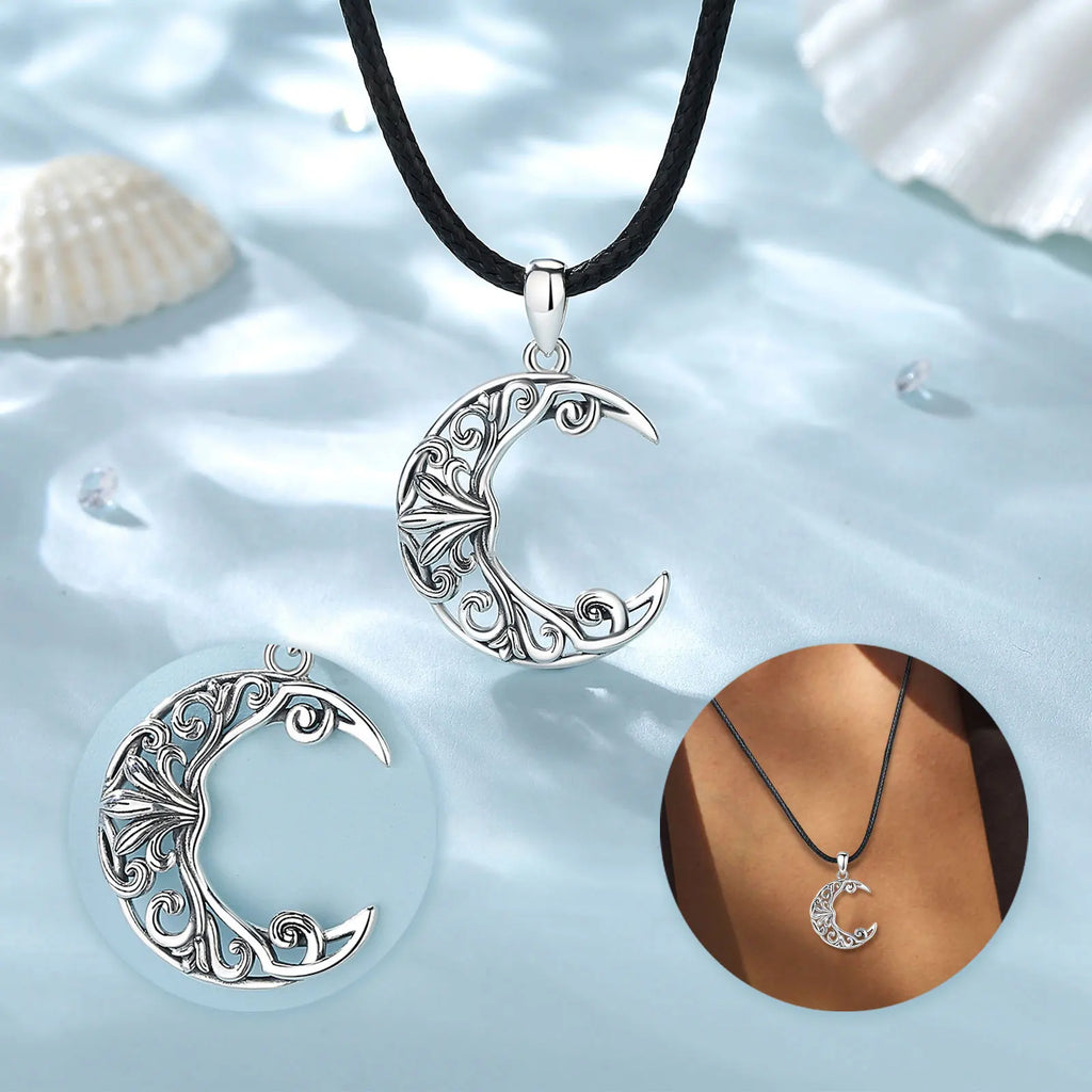 Eudora Silver Moon Filigree Necklace Vintage Lucky Pendant
