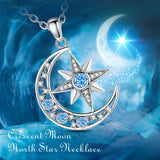 925 Silver Moon Necklace North Star Pendant Party Gift