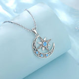 925 Silver Moon Necklace North Star Pendant Party Gift