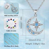 925 Silver Moon Necklace North Star Pendant Party Gift