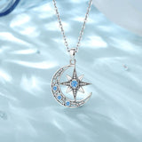 925 Silver Moon Necklace North Star Pendant Party Gift