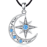 925 Silver Moon Necklace North Star Pendant Party Gift