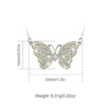 925 Silver Yellow Crystal Butterfly Pendant Necklace D554