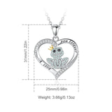 Eudora Silver Animal Necklace Zircon Heart Pendant Women Jewelry